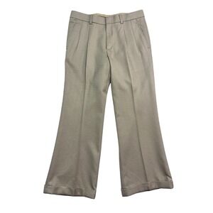 NEW‎ vtg Bespoke Tailored 34x29 Beige Hopsack Pants Trousers Wide Leg Pleated